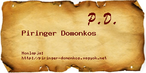 Piringer Domonkos névjegykártya